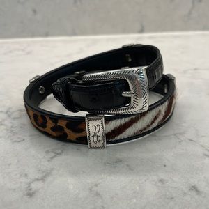 Brighton Animal Print Calf-hair Black Leather Belt S
